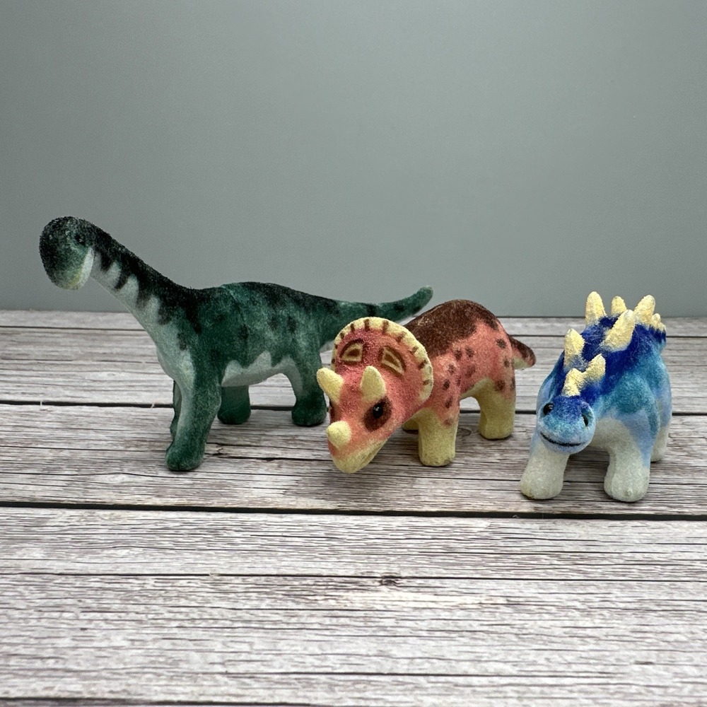 Melissa & Doug Flocked Dinosaur Figures Triceratops Stegosaurus Apatosaurus